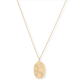 14K Gold & Sterling Silver Aquarius Zodiac Necklace